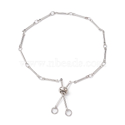 Brass Bar Link Chain Bracelet Making, Slider Bracelet, Fit for Connector Charms, Platinum, 9-1/4 inch(23.5cm)(AJEW-JB01187-02)