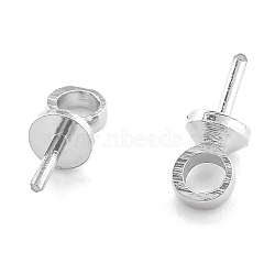 Brass Cup Pearl Peg Bails Pin Pendants, For Half Drilled Beads, Long-Lasting Plated, Silver, 7x2.5mm, Hole: 1.6mm, Pin: 1mm(KK-H759-31A-S)