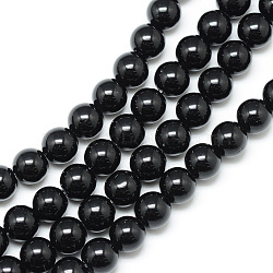 Synthetic Black Stone Bead Strands, Round, 10~11mm, Hole: 1mm, about 37~40pcs/strand, 14.9~15.1 inch(38~38.5cm)(G-R345-10mm-35-1)