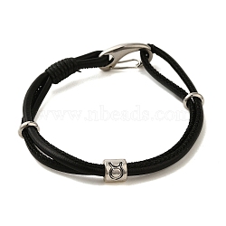 PU Leather Round Cord Multi-strand Bracelets, Constellation Alloy Bracelets for Women Men, Taurus, 8-1/4 inch(20.9cm)(SJEW-K002-07A)