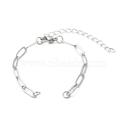 Tarnish Resistant 304 Stainless Steel Paperclip Chains Bracelet Making, with Lobster Claw Clasps, Stainless Steel Color, 5-3/4x1/8 inch(14.5x0.4cm)(AJEW-JB01038-02)