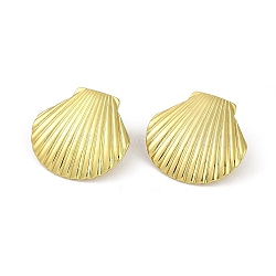 PVD Vacuum Plating 201 Stainless Steel Shell Shaped Stud Earrings for Women, with 304 Stainless Steel Pins, Golden, 28x30.5mm(EJEW-F345-04G)