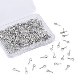 Iron Screw Eye Pin Peg Bails, For Half Drilled Beads, Platinum, 10x4x1mm, Hole: 2mm, 300pcs/box(IFIN-YW0001-14P)