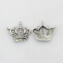 Tibetan Style Metal Alloy Crown Pendants, Antique Silver, Lead Free & Cadmium Free, 22x19.5x4mm, Hole: 2mm(X-LF10497Y)