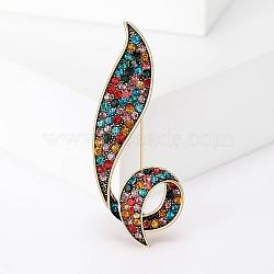 Flower Rhinestone Pins, Alloy Brooches for Girl Women Gift, Golden, 59x23mm(PW-WG73125-02)