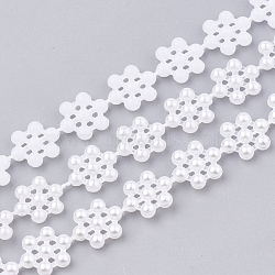 ABS Plastic Imitation Pearl Beaded Trim Garland Strand, Great for Door Curtain, Wedding Decoration DIY Material, Snowflake, White, 10.5x10mm; about 25m/roll(AJEW-S071-06)
