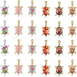 24Pcs 6 Colors Alloy Enamel Pendants, Light Gold, Tortoise, Mixed Color, 24~24.5x13.5x5mm, Hole: 1.8mm, 4pcs/color(FIND-FH0005-69)