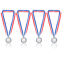 4Pcs Alloy Blank Medal, Polyester Lanyard Medal for Children's Event, Platinum, 520mm(AJEW-FG0002-70P)