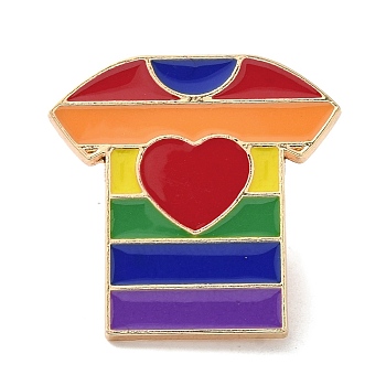 Pride Rainbow Theme Enamel Pins, Light Gold Alloy Badge for Backpack Clothes, Colorful, Clothes, 25x25x1.5mm