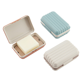 3Pcs 3 Colors Portable Travel Plastic Soap Boxes, Draining Soap Savers for Bar Soap, Rectangle, Mixed Color, 78x120.5x48.5mm, Inner Diameter: 69.5x113.5mm, 1pc/color