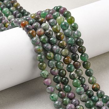 Natural Ruby in Zoisite Beads Strands, Round, 6~6.5mm, Hole: 0.7mm, about 63pcs/strand, 15.28''(38.8cm)