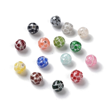 Colorful Craft Shell Half Drilled Beads, Dyed, Round, Mixed Color, 4~4.5x4~4.5mm, Hole: 1mm