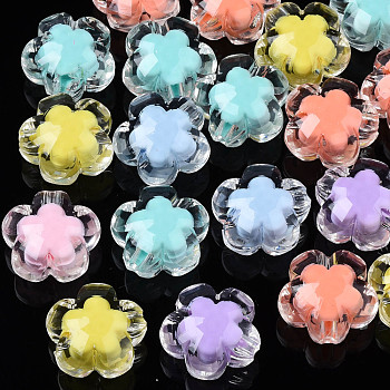 Transparent Acrylic Beads, Bead in Bead, Flower, Mixed Color, 16.5x17x10.5mm, Hole: 2.5mm, about 295pcs/500g