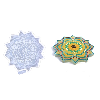 Mandala Flower Coaster DIY Silicone Mold, Resin Casting Molds, for UV Resin, Epoxy Resin Craft Making, White, 108x108x9mm