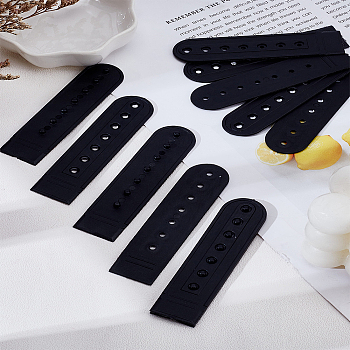 40 Sets PE Plastic 7 Holes Hat Replacement Fasteners Buckle, Strap Extender, Baseball Cap Cowboy Hat Snap Strap Clip, Black, 81x20x4mm, Hole: 2.6mm