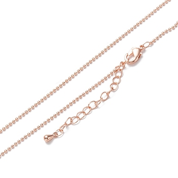 Brass Ball Chain Necklaces, Long-Lasting Plated, Real Rose Gold Plated, 16.34 inch(41.5cm)
