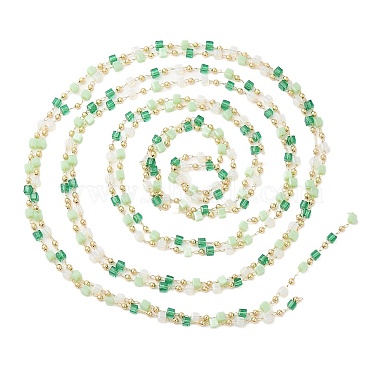 verre cube à facettes et chaînes de perles rondes(CHC-G018-03KCG-01)-3