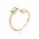 Brass Micro Pave Clear Cubic Zirconia Peg Bails Cuff Finger Ring Settings(KK-S360-011-NF)-1