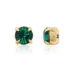 Preciosa&reg MAXIMA Crystal in Sew-On Cup, Czech Crystal, with Brass Prong Settings, 719 35 012 Chaton(Round), Golden, 50730 Emerald, SS12(3~3.2mm)(X-PRC-SS12-50730-G)