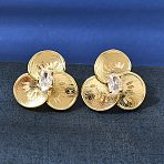 Brass Clear Cubic Zirconia Stud Earrings for Women, Clover, Golden, 19x20mm(EJEW-A162-03G)