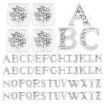 Alloy Rhinestone Cabochons, Nail Art Decoration Accessories, Letter, Platinum, 6x5~6x1.5mm(MRMJ-WH0082-67P)