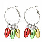 Christmas Theme Alloy Plastic Chandelier Earrings, with Enamel, Platinum, Bullet, 50.80x25.40mm(FS-WG6FBD6-10)