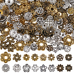320Pcs 16 Styles Tibetan Style Bead Caps, Lead Free & Cadmium Free, Flower, Mixed Color, 7~15mm, Hole: 1~4mm, 20pcs/style(TIBE-SC0002-16)