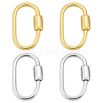 4Pcs 2 Colors Sterling Silver Locking Carabiner, Platinum & Golden, Oval, 9x5.5x1~1.5mm, 2pcs/color(STER-GA0001-35C)