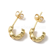 Brass C-Shape Stud Earrings for Woman, Real 18K Gold Plated, 10x4mm, Pin: 0.7mm(EJEW-F314-05G)
