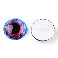 Glass Cabochons, Half Round with Eye, Deep Pink, 20x6.5mm(GGLA-T004-03K)