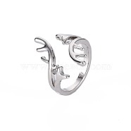 Branch Cuff Finger Rings for Girl Women, Rack Plating Alloy Open Rings , Platinum, US Size 6 3/4(17mm)(RJEW-S038-197)