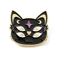 Magic Cat Enamel Pin, Alloy Brooch for Backpack Clothes, Cat Shape, 27x30.5x1.5mm(JEWB-B006-06D)