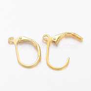 Non-Tarnish Yellow Gold Filled Leverback Earring Findings, 1/20 14K Gold Filled, 16x10x1.5mm, Pin: 0.6mm(KK-K200-04G-A)