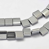Electroplate Non-magnetic Synthetic Hematite Beads Strands, Square, Smooth, Platinum Plated, 5x5x2mm, Hole: 1mmabout 80pcs/strand, 15.7 inch(G-I175-16B)