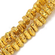 Electroplated Natural Lava Rock Beads Strands, Triangle, Golden Plated, 5x4.5x3mm, Hole: 1mm, about 149pcs/strand, 15.35''(39cm)(G-I360-H02-01)