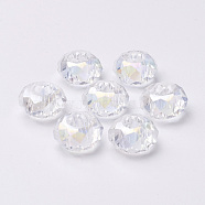 Glass European Beads, Large Hole Beads, No Metal Core, Faceted, Rondelle, Clear, 14x8mm, Hole: 5mm(X-GDA010-01)
