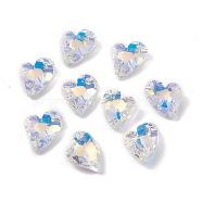 Electroplate Glass Pendants, Back Plated, Faceted, Heart Charms, Clear, 17x12.5x6~6.5mm, Hole: 1.4~1.5mm(GLAA-A008-07C)