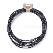 Cowhide Leather Cord Necklace Making, with 304 Stainless Steel Clasps, Stainless Steel Color, Black, 18.1 inch(46cm)(MAK-G003-06B)