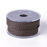 Braided Cowhide Cord, Leather Jewelry Cord, Jewelry DIY Making Material, Coffee, 3mm, about 5.46 yards(5m)/roll(WL-I004-3mm-D-13)