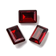 Glass Rhinestone Cabochons, Pointed Back & Back Plated, Faceted, Rectangle, Siam, 14x10x5.5mm(RGLA-A026-02D-208)