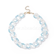 Opal & Glass Seed Braded Ring Wrap Beaded Necklaces for Women, Light Sky Blue, 14.06 inch(35.7cm)(NJEW-JN03946)