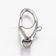 Polished 316 Surgical Stainless Steel Lobster Claw Clasps, Stainless Steel Color, 14.5x8x4mm, Hole: 1.5x3mm(STAS-Z013-05A)