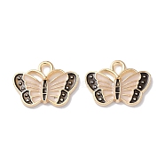 Alloy Enamel Pendants, Golden, Butterfly Charm, Black, 13x17.5x1.5mm, Hole: 2mm(ENAM-O001-10A-G)