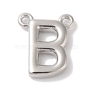 Rack Plating Brass Pendants, Long-Lasting Plated, Lead Free & Cadmium Free, Letter Charms, Platinum, Letter B, 11x9x2mmmm, Hole: 1mm(KK-L216-003P-B)