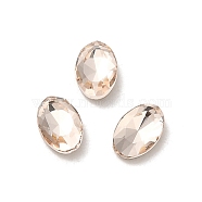 Glass Rhinestone Cabochons, Point Back & Back Plated, Faceted, Oval, Light Peach, 6x4x2mm(RGLA-P037-08A-D261)