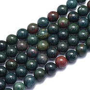 Natural Bloodstone Beads Strands, Heliotrope Stone Beads, Round, 8~8.5mm, Hole: 0.8mm; about 46pcs/Strand, 15.08 inches(38.3cm)(G-K310-C04-8mm)
