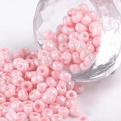 Glass Seed Beads, Opaque Colours Seed, Small Craft Beads for DIY Jewelry Making, Round, Pink, 4mm, Hole:1.5mm, about 4500pcs/pound(SEED-A010-4mm-55)