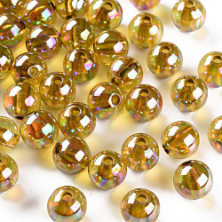 Transparent Acrylic Beads, AB Color Plated, Round, Goldenrod, 10x9mm, Hole: 2mm, about 940pcs/500g(MACR-S370-B10mm-737)