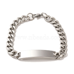 Rectangle 304 Stainless Steel Bracelet for Women, Stainless Steel Color, 8-1/2 inch(21.7cm)(BJEW-B101-01P)