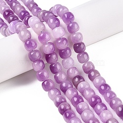 Dyed Natural White Jade Beads Strands, Two Tone, Barrel Beads, Orchid, 10x8.5~9mm, Hole: 1mm, about 43~45pcs/strand, 14.76~15.6''(37.5~39cm)(G-T138-D03)